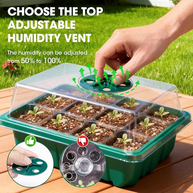 5 Packs Seed Starter Tray with Humidity Dome, Seed Starter Kit with Transparent - Image 2