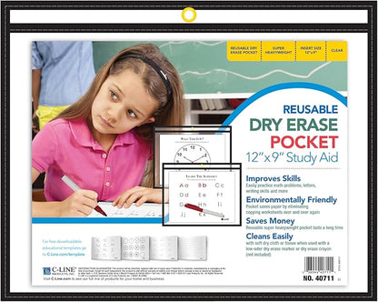 C-Line Reusable Dry Erase Pockets, Horizontal - Image 3