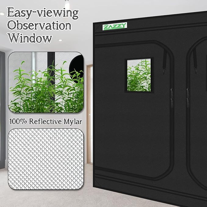 zazzy Grow Tent, 96“x48 x78 Plant Growing Tents 600D Mylar Hydroponic Indoor - Image 4