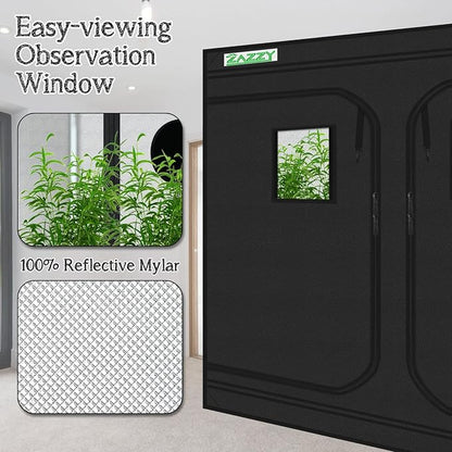 zazzy Grow Tent, 96“x48 x78 Plant Growing Tents 600D Mylar Hydroponic Indoor - Image 4
