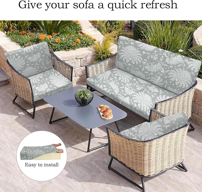 Ourdoor Cushion Covers Waterproof Set of 8 Floral Printed Stretch Patio Chair - Image 5