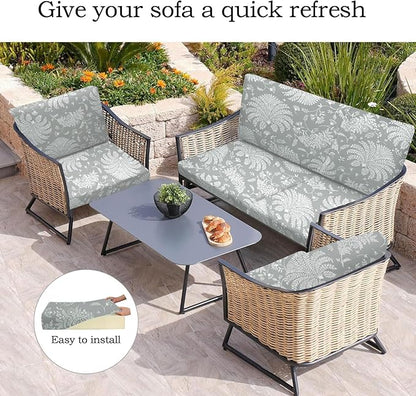 Ourdoor Cushion Covers Waterproof Set of 8 Floral Printed Stretch Patio Chair - Image 5