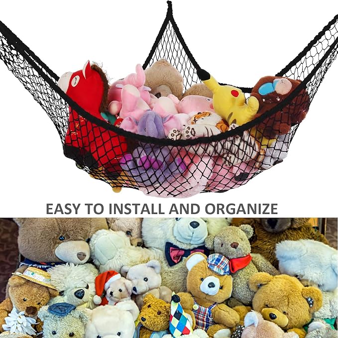 Stuffed Animal Hammock, Jumbo Toy Storage Net 83" Wall Sling Corner Extra Large - Image 5