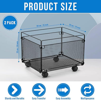 Harloon 2 Pack Mesh Rolling File Carts - Image 3