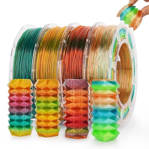 AMOLEN TPU 3D Printer Filament Bundle, Transparent Multicolor Rainbow TPU 1.75mm by AMOLEN