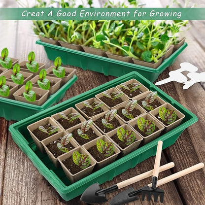 4 Pack Seed Starter Tray Kit, 120 Square Seed Peat Pots - Image 6