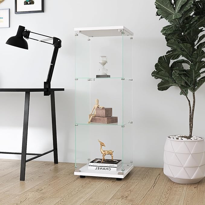 Yoluckea 3 Shelves Glass Display Cabinet - Image 4