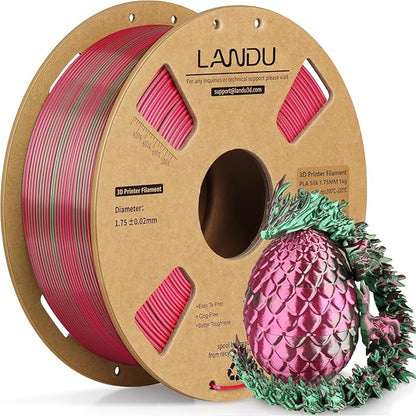 LANDU Silk Dual Color PLA Filament 1.75mm 1KG, 3D Printer Filament Dimensional by LANDU