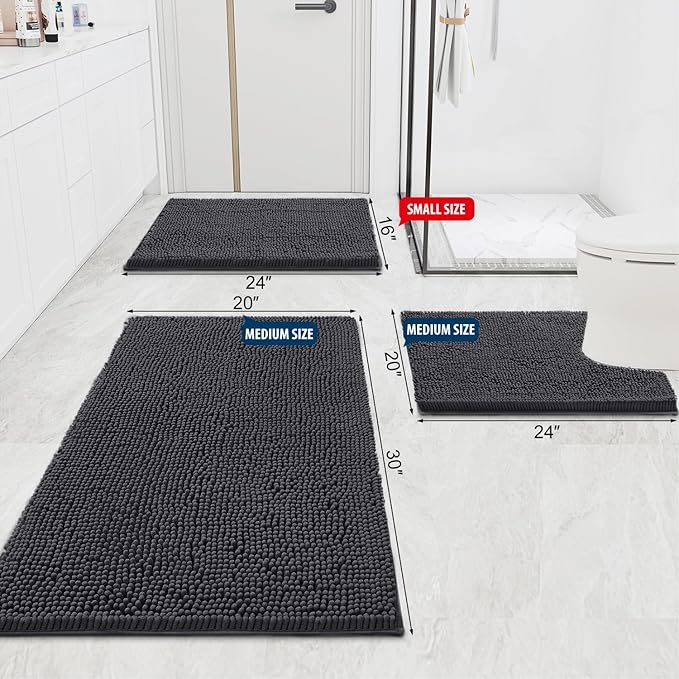 Smiry Luxury Chenille Bathroom Rugs 47x24, Extra Soft and Absorbent Shaggy Bath - Image 2