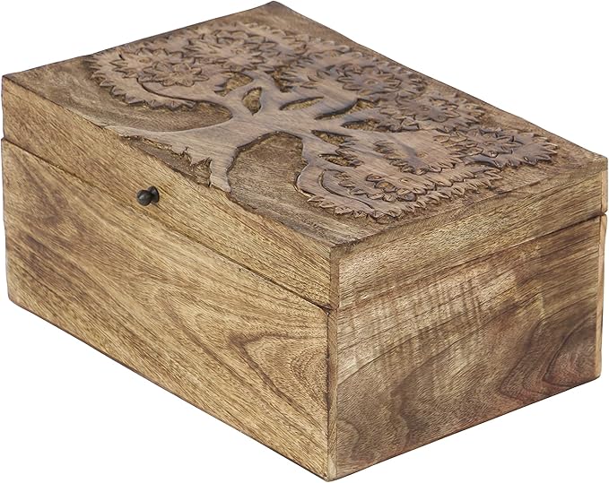 Deco 79 Mango Wood Floral Handmade Decorative Box Decorative Keepsake Boxes - Image 14