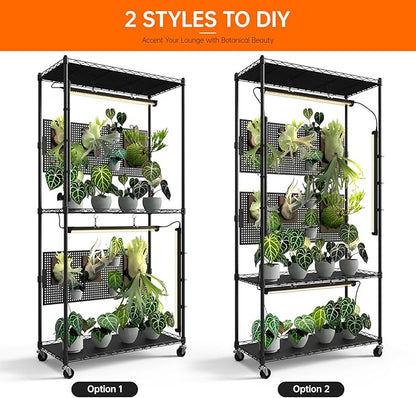 Bstrip Plant Cabinet with Pegboard, 3 Tier Plant Shelf with Grow Light - Image 2