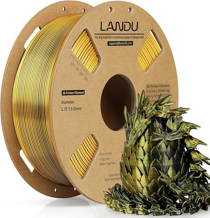 LANDU Silk Dual Color PLA Filament 1.75mm 1KG, 3D Printer Filament Dimensional by LANDU