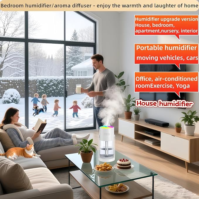 UEISODC bedroom humidifier, desktop USB humidifier, car air freshener, relieves - Image 7