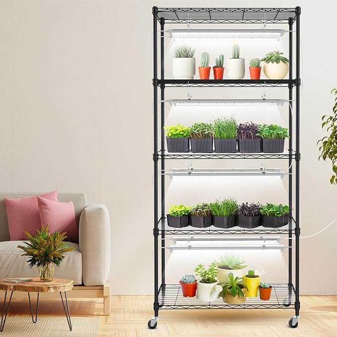 SOLIGT Plant Shelf with Grow Lights, 5 Tier Grow Light Stand Rack with 8 Pack - Image 2