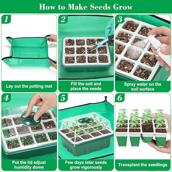 Reusable Silicone Seed Starter Tray, 60 Cells Seed Starter Kit - Image 6
