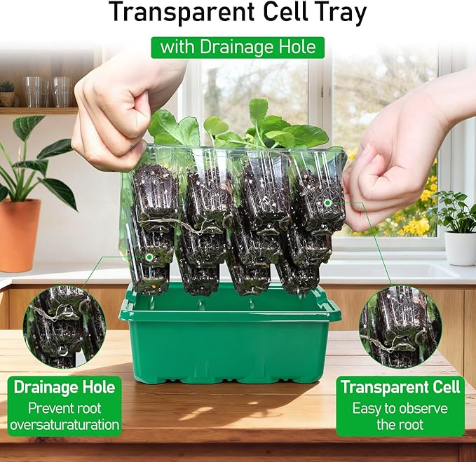 MIXC Seed Starter Tray with Elevated Lid, 120 Cells Seed Starter Kit with - Image 5