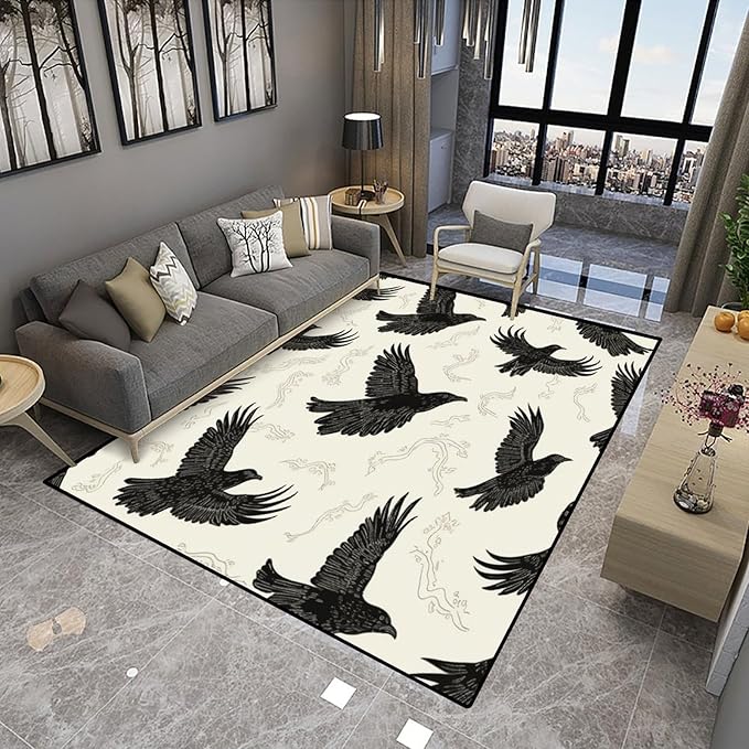 Area Rug, Soaring Eagle Pattern Printing Reversible Area Rugs Fade Resistant - Image 4