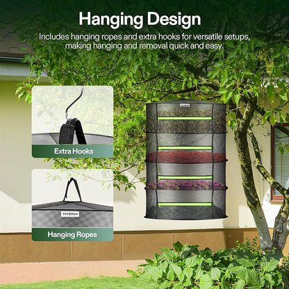 VIVOSUN 4-Pack 4-Layer Mesh Drying Rack Hanging Design - Image 3