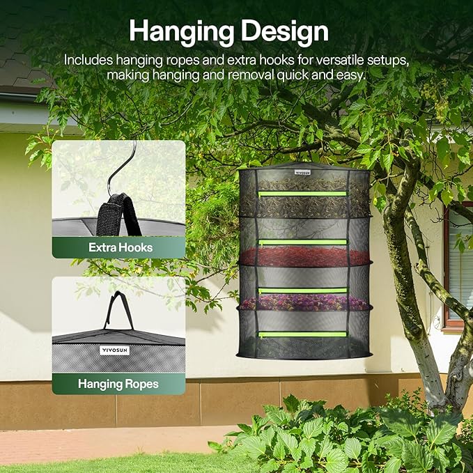 VIVOSUN 2-Pack 4-Layer Mesh Drying Rack Hanging Design - Image 3