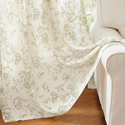 jinchan Linen Blend Floral Curtains - Image 5