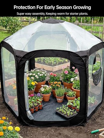 Porayhut Pop Up Greenhouse Tent, Portable Large Walk-in Plant House 10’X10’ - Image 8