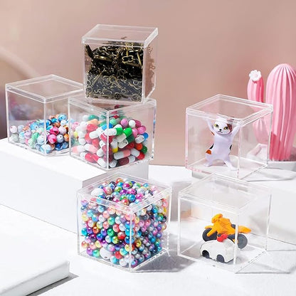 Clear Acrylic Box with Lid, 4 Pack 2.6x2.6x2.6 Inches Clear Decorative Boxes - Image 5