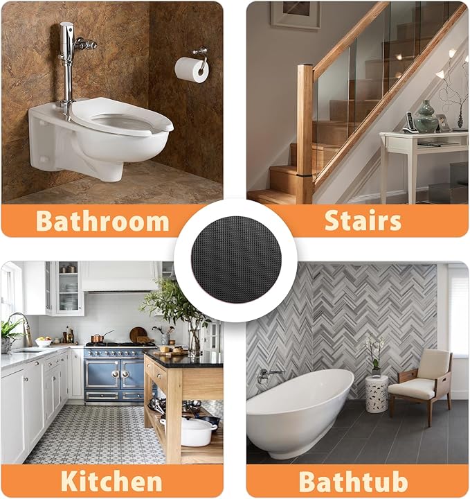 24 PCS Bathtub Non Slip Stickers Black Adhesive Decals Round Shape Anti Slip - Image 6