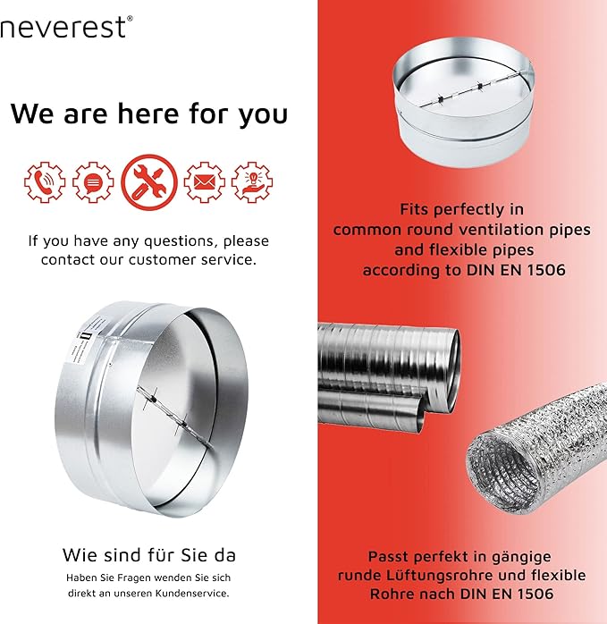 neverest® RK 6" Professional Backdraft Shutter Damper Connector Duct Fits Only - Image 6