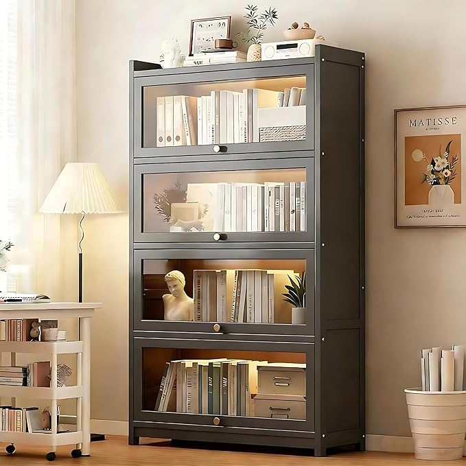 Curio Display Cabinet with Acrylic Glass Door, Large Capacity Storage Cabinet - Image 6