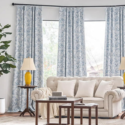 jinchan Pinch Pleated 95% Blackout Floral Curtains, Printed Flower Room - Image 6