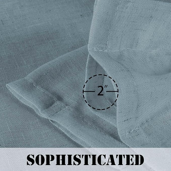 H.VERSAILTEX Stone Blue Linen Curtains 84 Inch Length - Image 5