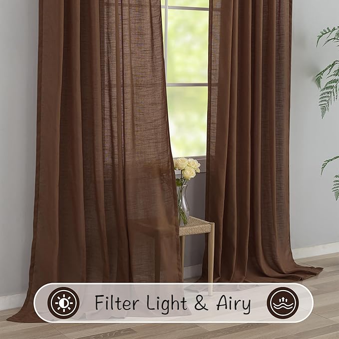 DONREN Cocoa Brown Back Tab Curtains 126 Inches Extra Long Ceiling to Floor - Image 5