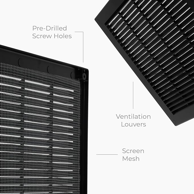 5-Pack 12" x 12" Square Air Vent Cover – Black Plastic Vent Deflector - Image 7