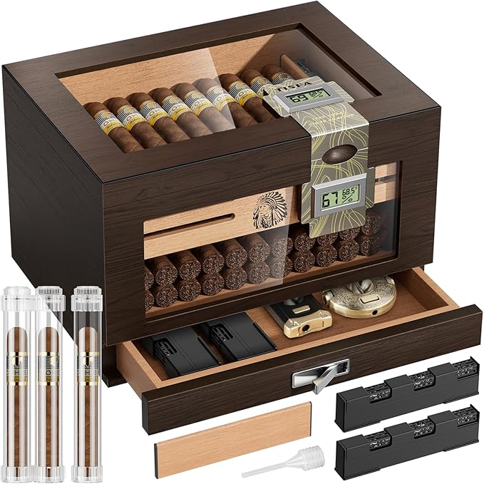 TISFA Cigar Humidor Cedar Wood Cigar Box by TISFA