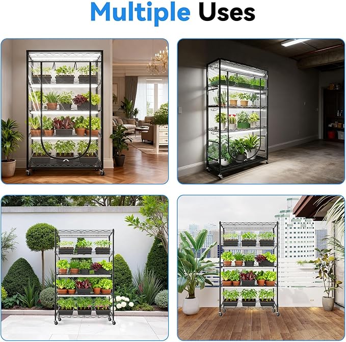 JESLED Indoor Greenhouse with Grow Light, 4FT Full Spectrum 5000K LED Light - Image 8