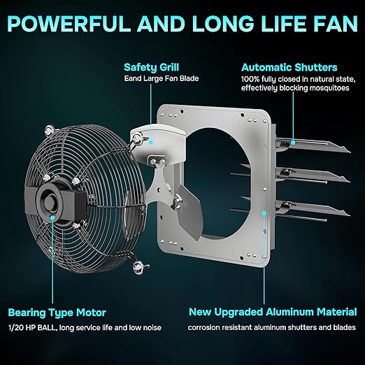 Simple Deluxe 24 Inch Wall Mounted Shutter Exhaust Fan - Image 4