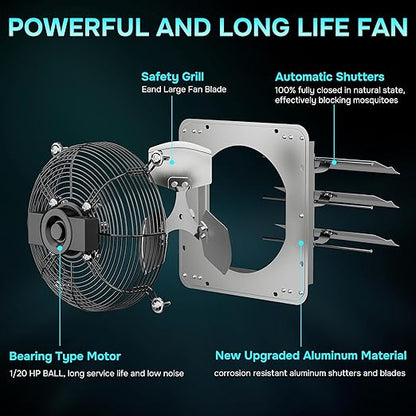 Simple Deluxe 18 Inch Wall Mounted Shutter Exhaust Fan, 1400 RPM, 2000 CFM - Image 4