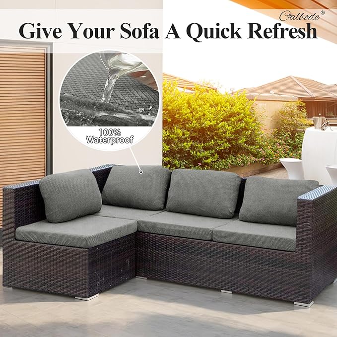 8Pcs Outdoor Stretch Cushion Covers, Waterproof Outdoor Chair Cushion Covers - Image 4