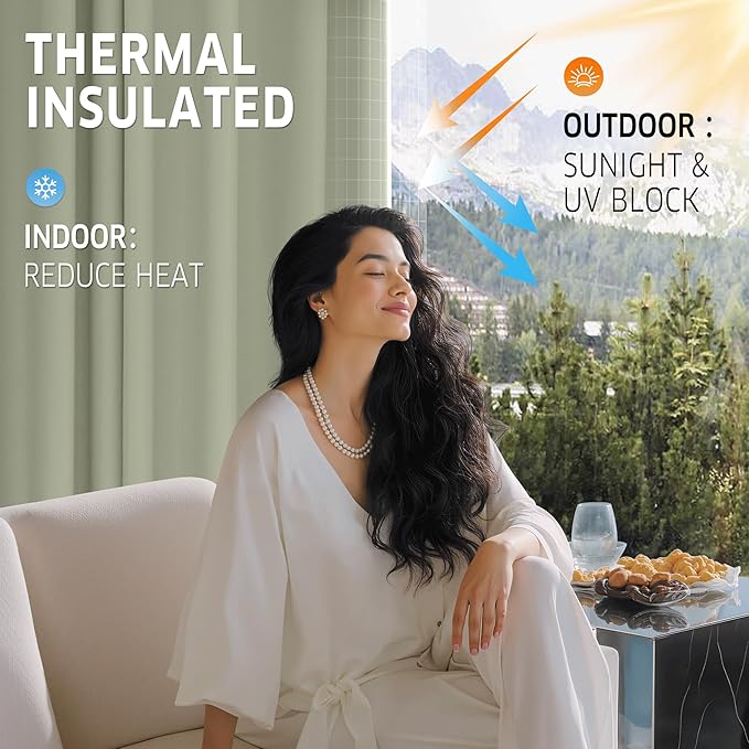 RYB HOME Outdoor Curtains for Patio Waterproof Tab Top Block Sunlight Thermal - Image 4