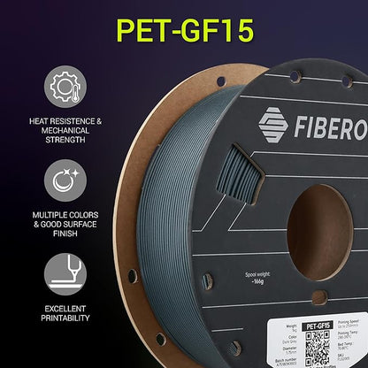 Polymaker Fiberon Dark Grey PET-GF15 3D Printer Filament 1.75mm 1KG, 15% Glass - Image 2
