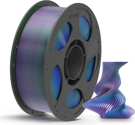 ANYCUBIC Silk Tri Color Pla Filament, 3-in-1 Chrome Coextrusion Color Change 3D by ANYCUBIC