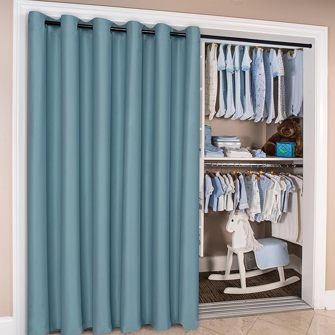 Hiasan Patio Sliding Door Curtain Panel, Stone Blue Room Divider Grommet - Image 5