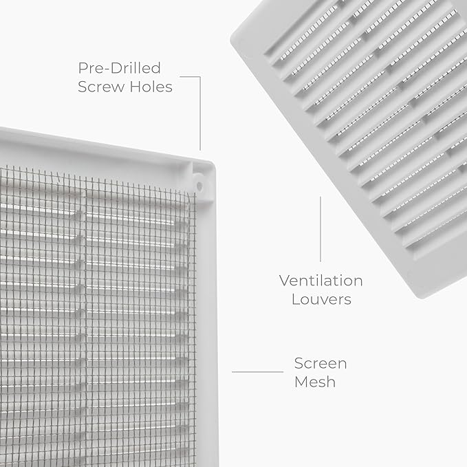 10-Pack 6" x 6" Square Air Vent Cover – White Plastic Vent Deflector - Image 7