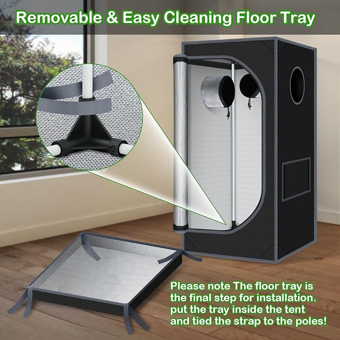 24"x24"x55" Grow Tent for Indoor Plants 600D Mylar Hydroponic High Reflective - Image 6