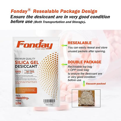 10g x 30 packs Fonday Rechargeable Silica Gel Desiccant Packets Fast Reactivate - Image 7