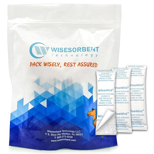 60Pcs 10 Gram Silica Gel Packs, Food Grade Moisture Absorbers, Silica Packets by Wisesorb