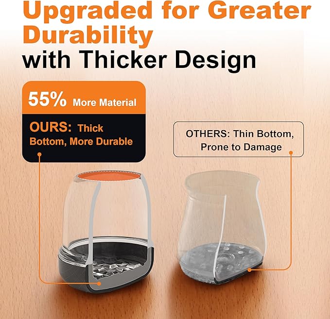 Chair Leg Floor Protectors for Hardwood Floors – Smooth Nylon Base Won’t Trap - Image 5