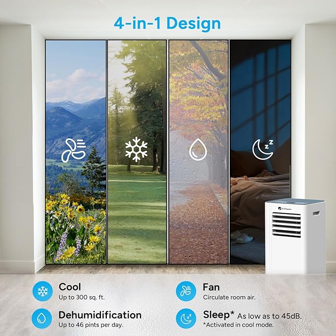 DR.PREPARE 8, 000 BTU Portable Air Conditioner, Dehumidifier, Fan & Sleep Modes - Image 3