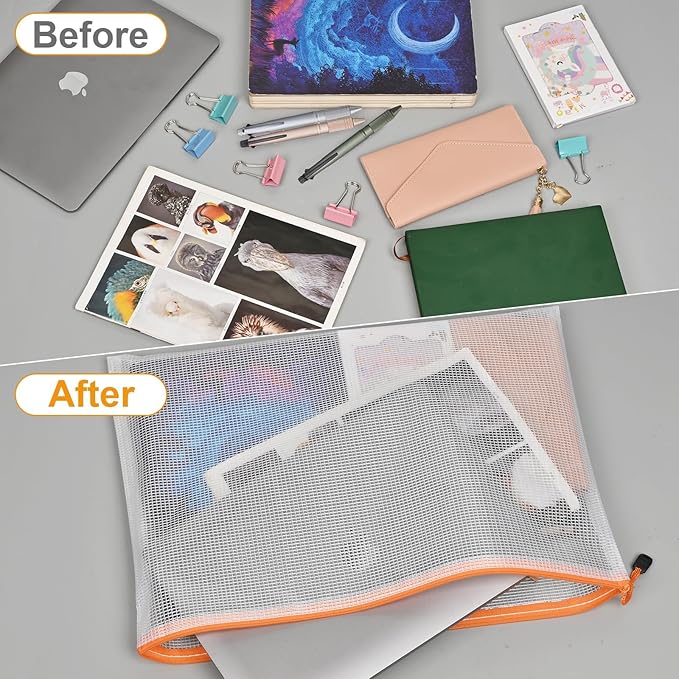 12 Pack A3 Mesh Zipper Pouch Bags, Waterproof Zipper Pouches - Image 6