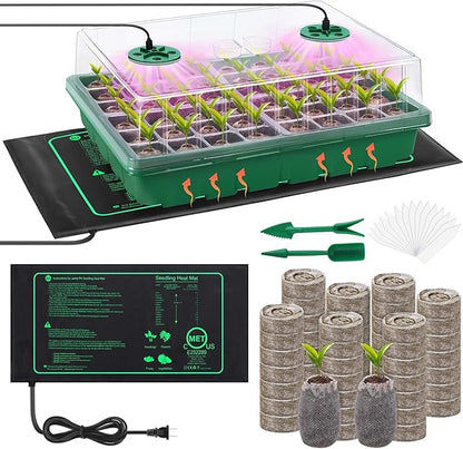 Seed Starter Kit with Grow Light Seedling Heat Mat 48 Cells Seed Starter Tray by Hahood